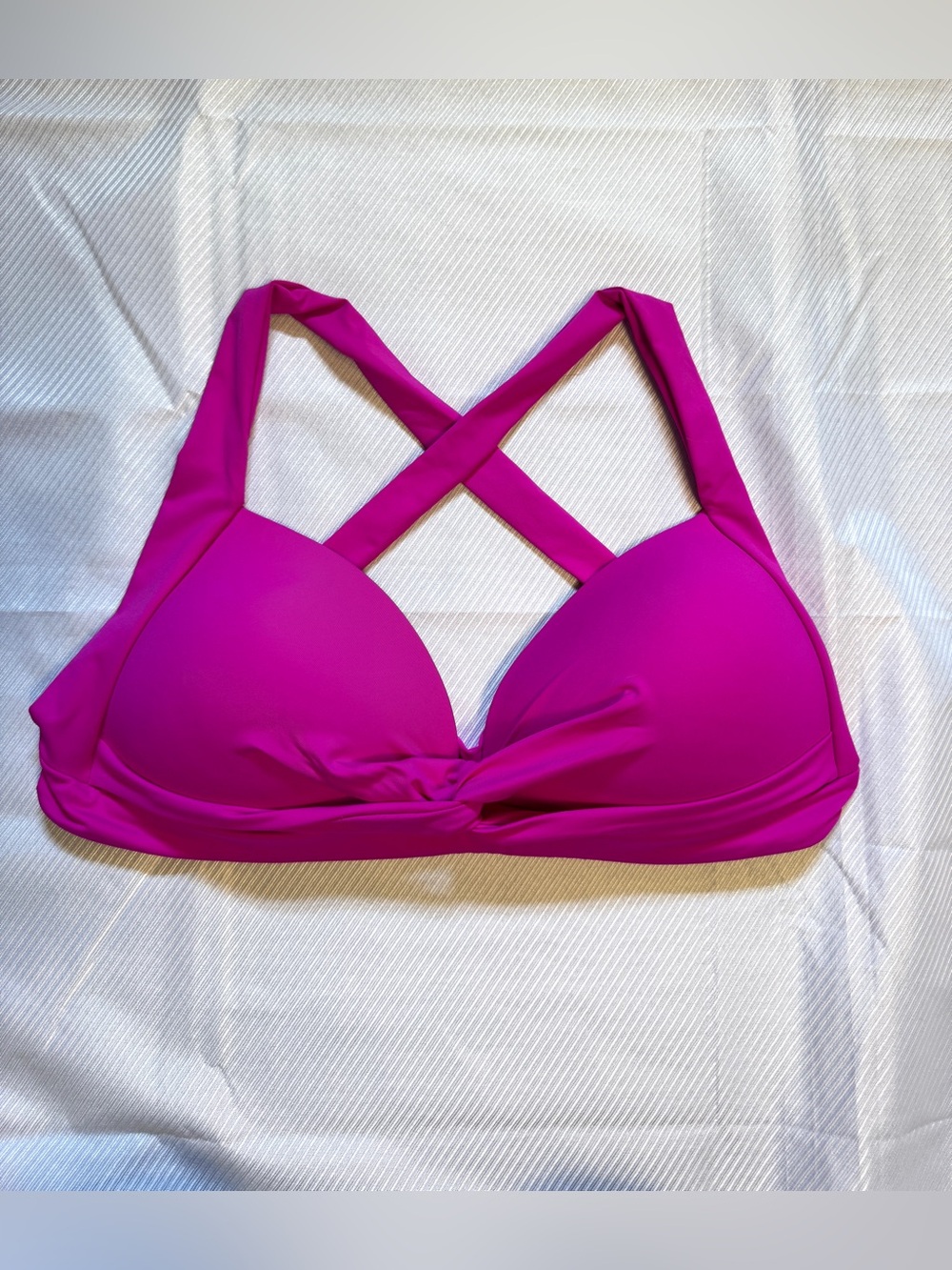 La Blanca Fuscia Pink Push Up Crisscross Bikini Top Size 12